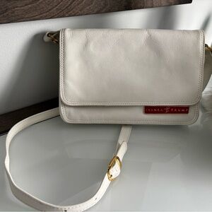 Ivanka Trump White Leather Crossbody with Gold-Tone Hardware